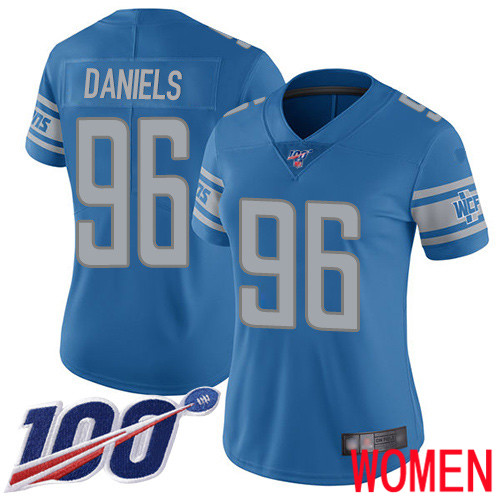 Detroit Lions Limited Blue Women Mike Daniels Home Jersey NFL Football 96 100th Season Vapor Untouchable